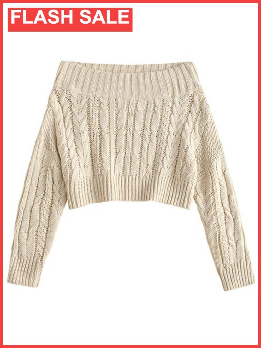 Off Shoulder Ribbed Knit Crop Sweater Batwing Sleeve Pullover